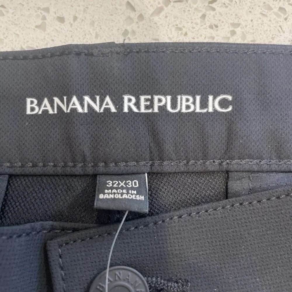 Banana Republic Pants Mens 32 True Black Flat Front Stretch Slim Core Temp NWT